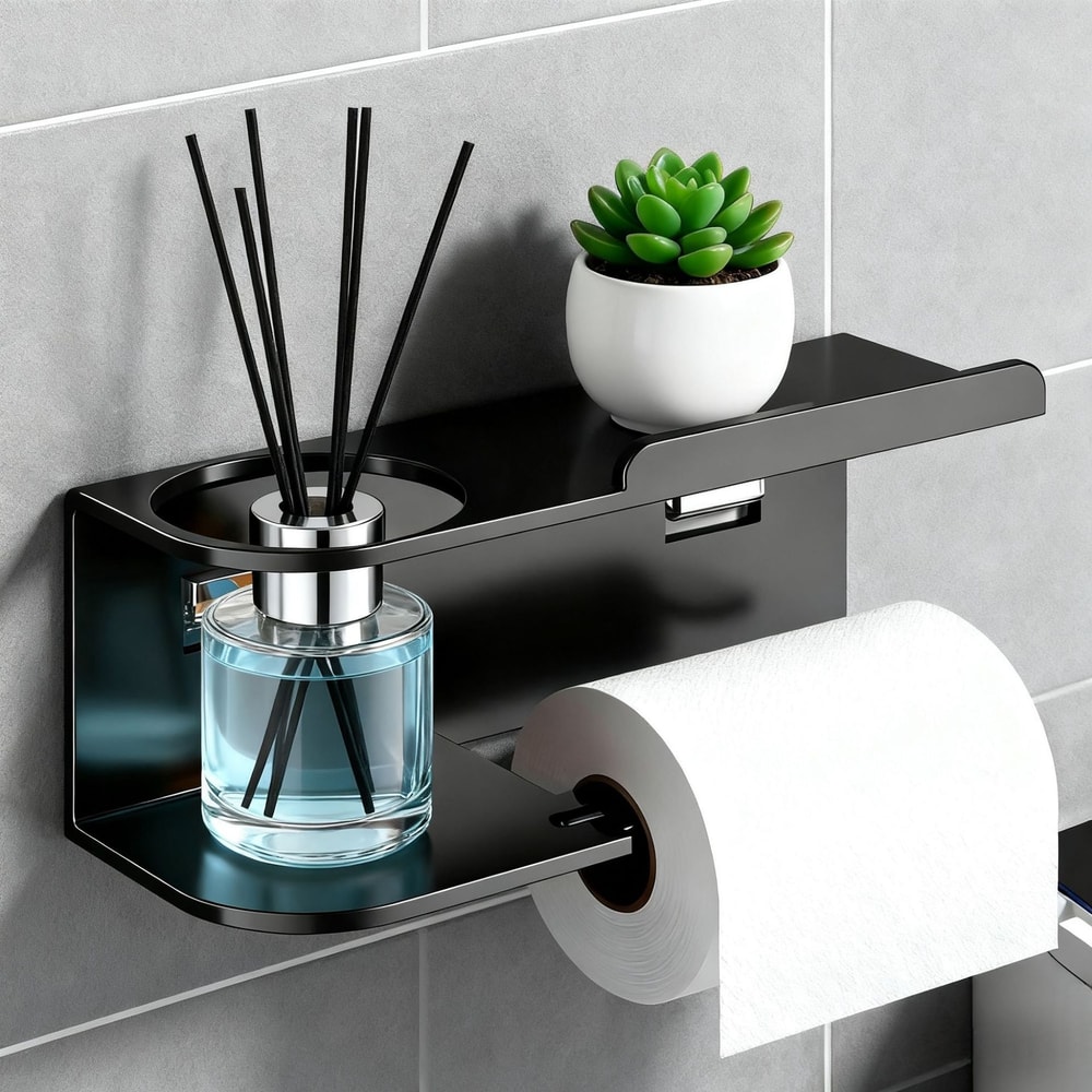 Wall Mounted Tissue Holder Space-Saving, No Drill Installation, Smooth Pull-Out Design