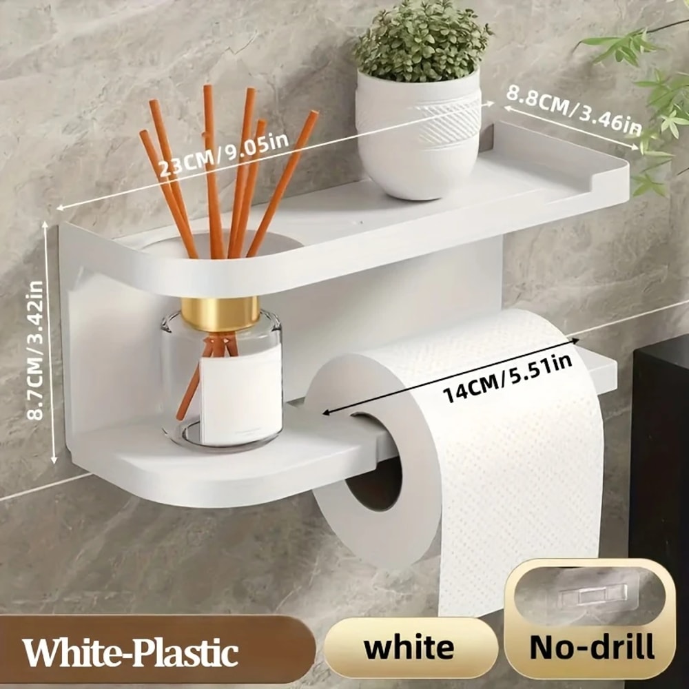 Wall Mounted Tissue Holder Space-Saving, No Drill Installation, Smooth Pull-Out Design