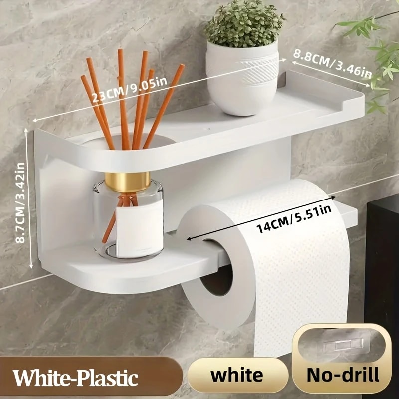 Wall Mounted Tissue Holder Space-Saving, No Drill Installation, Smooth Pull-Out Design