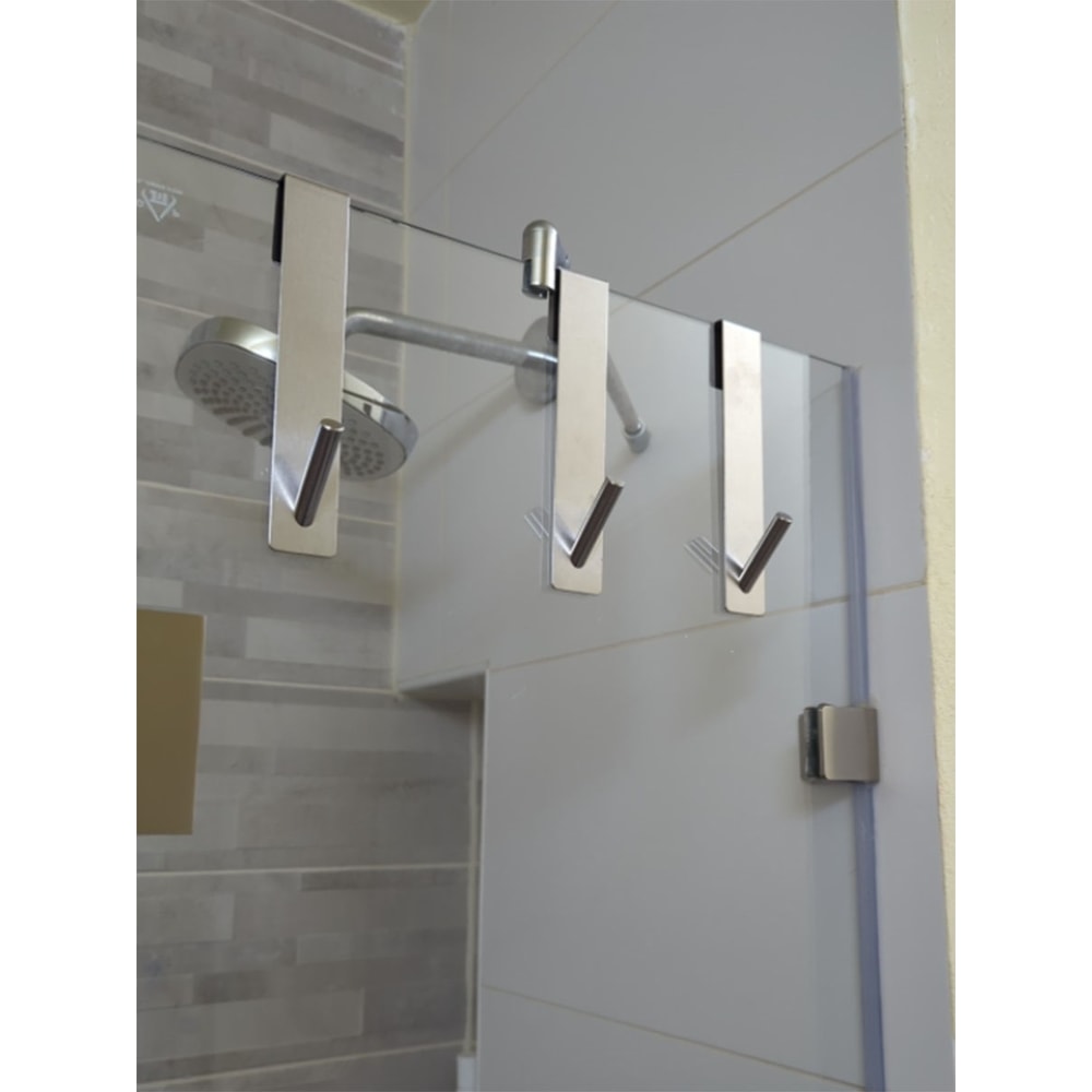 Stainless Steel Shower Door Towel Hooks Over Glass Door Bathrobe Hanger for Bathroom Storage