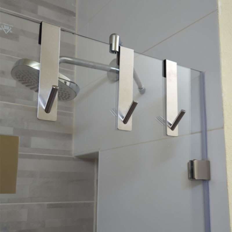Stainless Steel Shower Door Towel Hooks Over Glass Door Bathrobe Hanger for Bathroom Storage