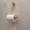 Rustic Wood No-Drill Toilet Paper Holder with Jute Cord & Beads Adhesive Wall-Mounted Paper Dispenser Organizer