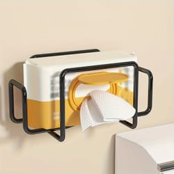 iron wall mount paper towel dispenser, non-drill adhesive wet wipe holder for bathroom, kitchen & toilet