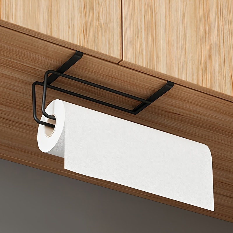 Wall-Mounted Non-Perforated Tissue Holder Space-Saving Design for Kitchen and Bathroom Modern, Simple Style