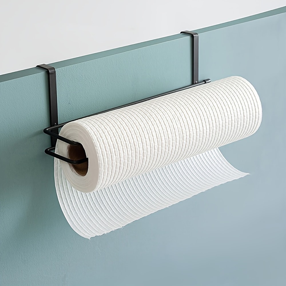 Wall-Mounted Non-Perforated Tissue Holder Space-Saving Design for Kitchen and Bathroom Modern, Simple Style