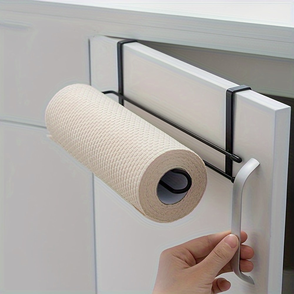 Wall-Mounted Non-Perforated Tissue Holder Space-Saving Design for Kitchen and Bathroom Modern, Simple Style