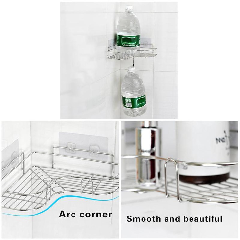 Triangular Metal Shower Rack Space-Saving Shelf for Toilets & Kitchens