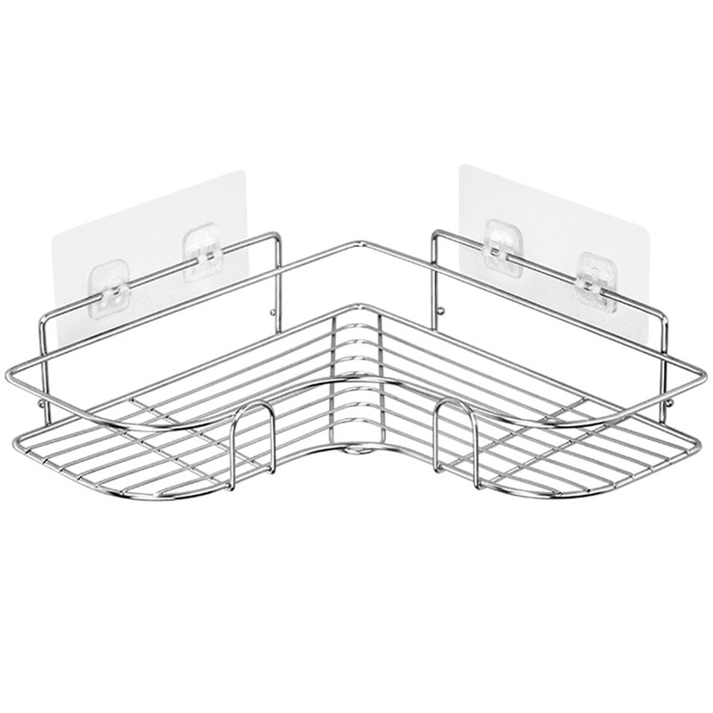 Triangular Metal Shower Rack Space-Saving Shelf for Toilets & Kitchens