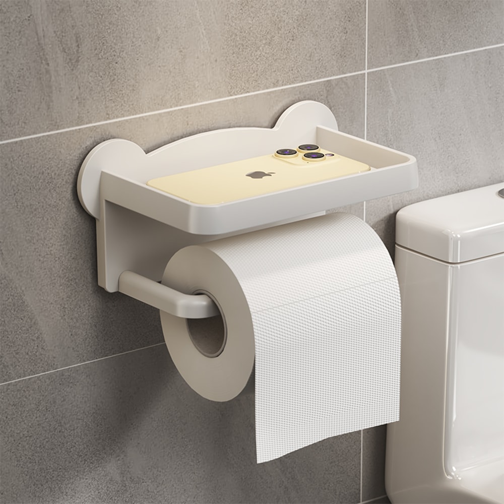 Bear Head Toilet Paper Holder WallMounted No Drilling Easy Installation Cute Tissue Dispenser 7