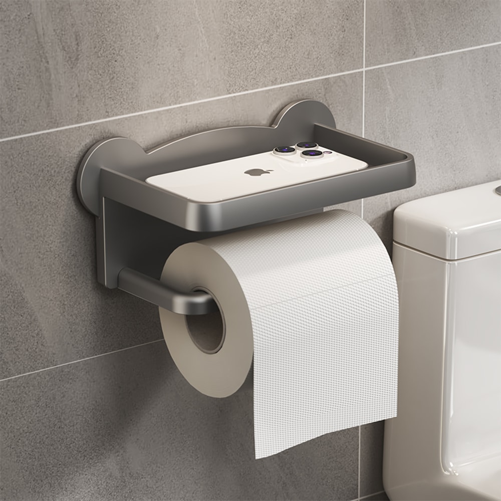 Bear Head Toilet Paper Holder WallMounted No Drilling Easy Installation Cute Tissue Dispenser 8