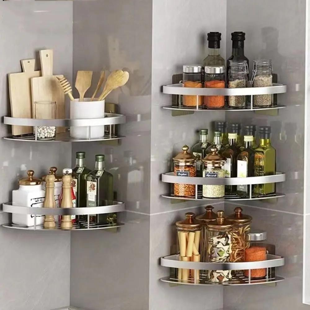Stainless Steel Tension Mounted Shower Caddy Wall Corner Shelf for Bathroom Storage & Toiletries Organizer
