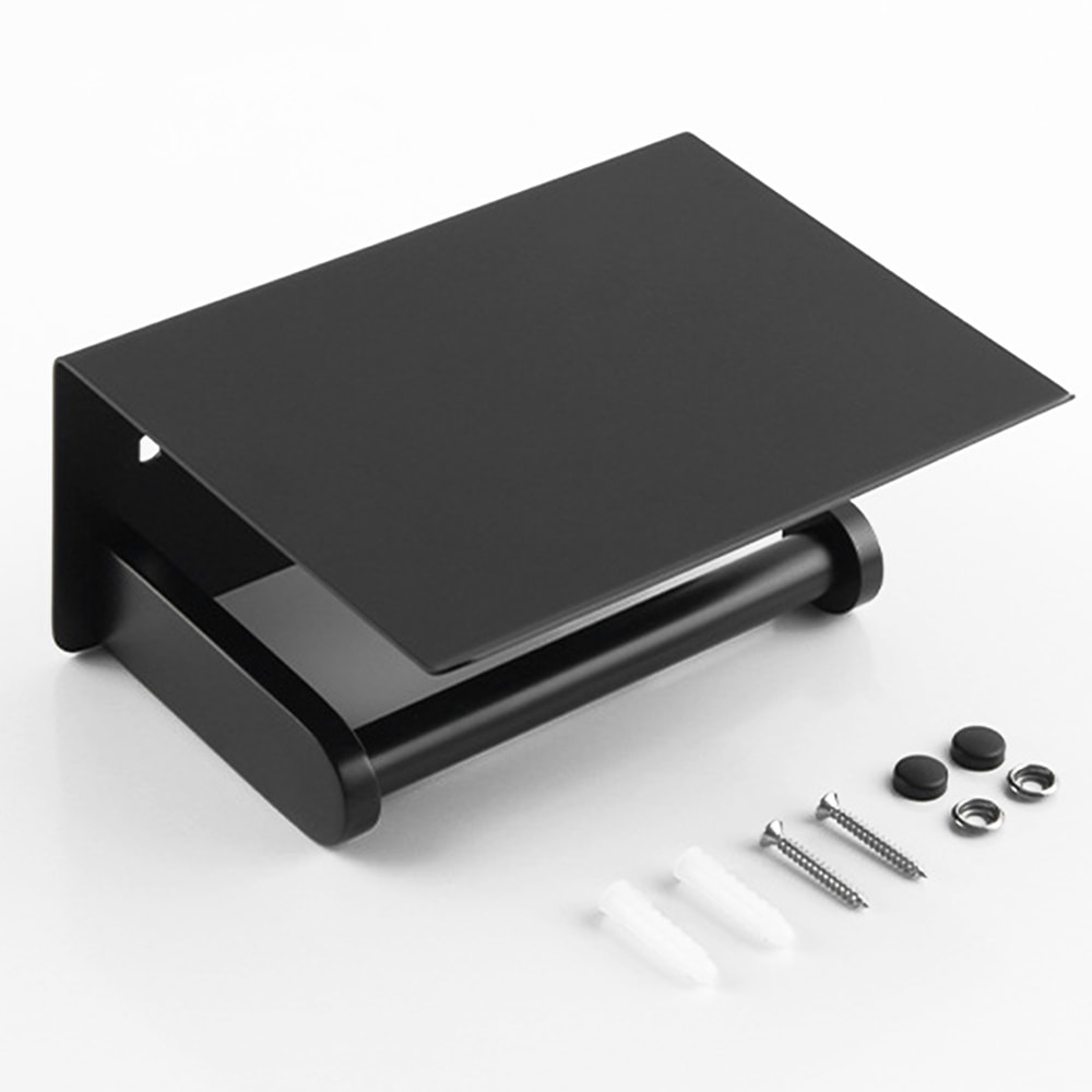 Stainless Steel Wall-Mounted Toilet Paper Holder with Phone Shelf No Drilling, Easy Installation