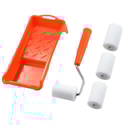 high-density foam paint roller kit with tray liner for smooth wall painting