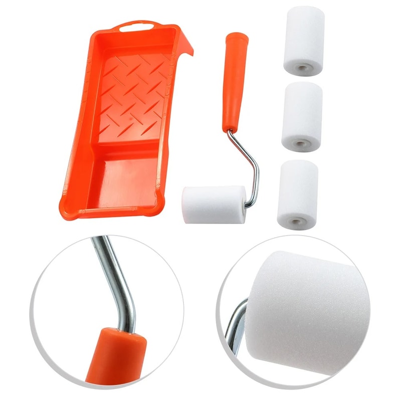 High-Density Foam Paint Roller Kit with Tray Liner for Smooth Wall Painting