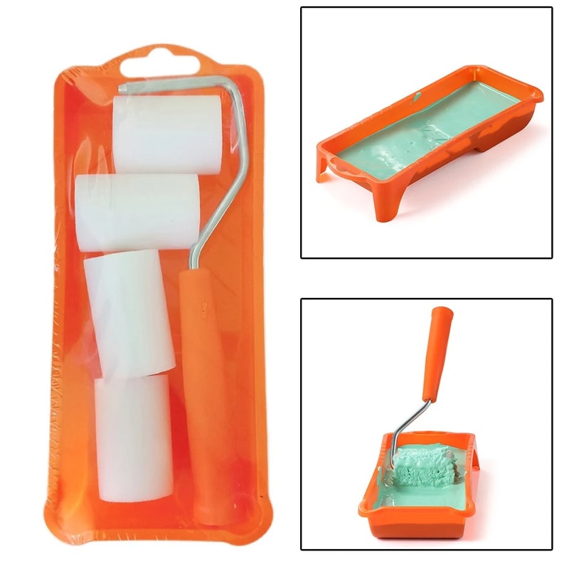 High-Density Foam Paint Roller Kit with Tray Liner for Smooth Wall Painting