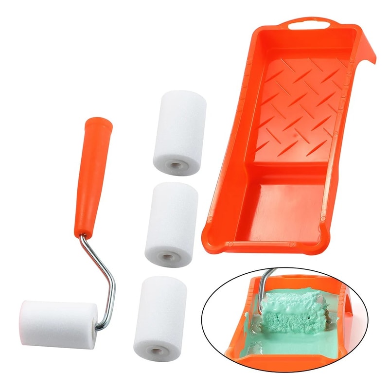 High-Density Foam Paint Roller Kit with Tray Liner for Smooth Wall Painting
