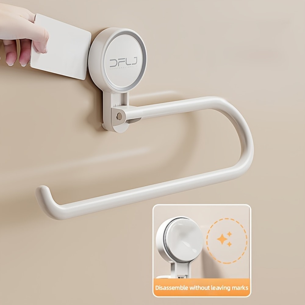 NonDrilling Suction Cup Tissue Towel Plastic Film Storage Rack For Kitchen Bathroom 4