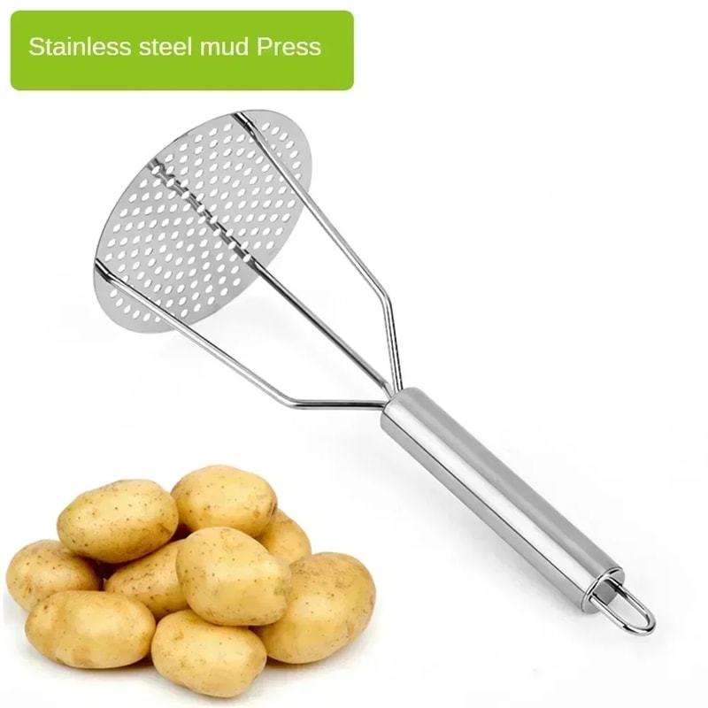 Stainless Steel Potato Masher & Vegetable Press Perfect Kitchen Tool for Mashing Potatoes, Vegetables, and Fruits
