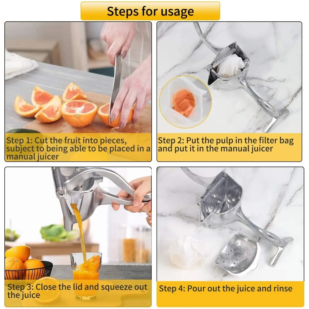 Manual Juice Squeezer Aluminum Alloy Hand Pressure Juicer for Pomegranate, Orange, Lemon, and Sugar Cane