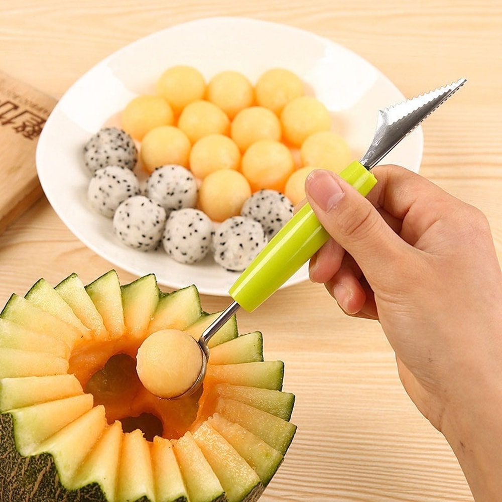 Dual-Head Carving Knife for Fruit & Vegetables Multi-Function Slicer & Scoop Cutter random color