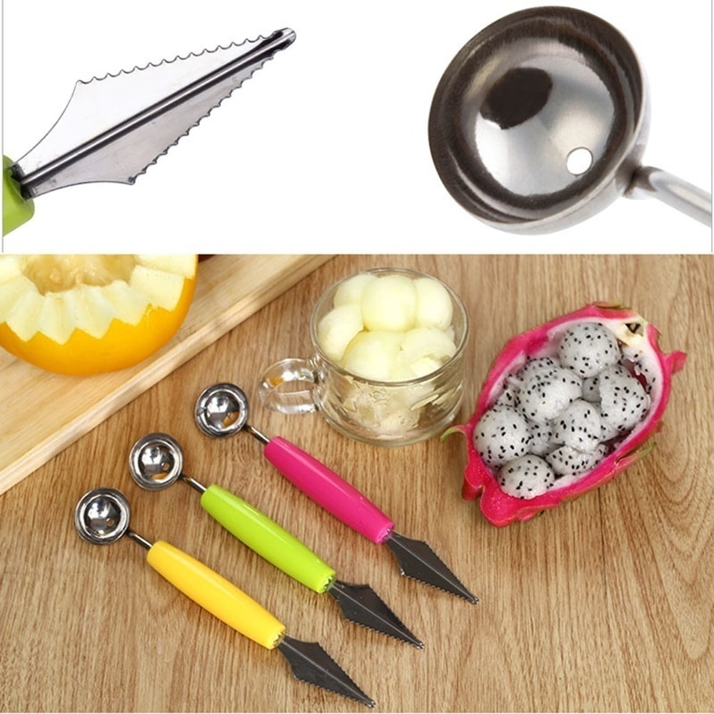 Dual-Head Carving Knife for Fruit & Vegetables Multi-Function Slicer & Scoop Cutter random color