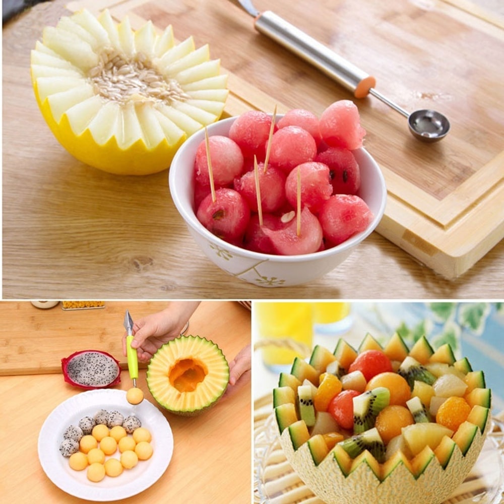 Dual-Head Carving Knife for Fruit & Vegetables Multi-Function Slicer & Scoop Cutter random color