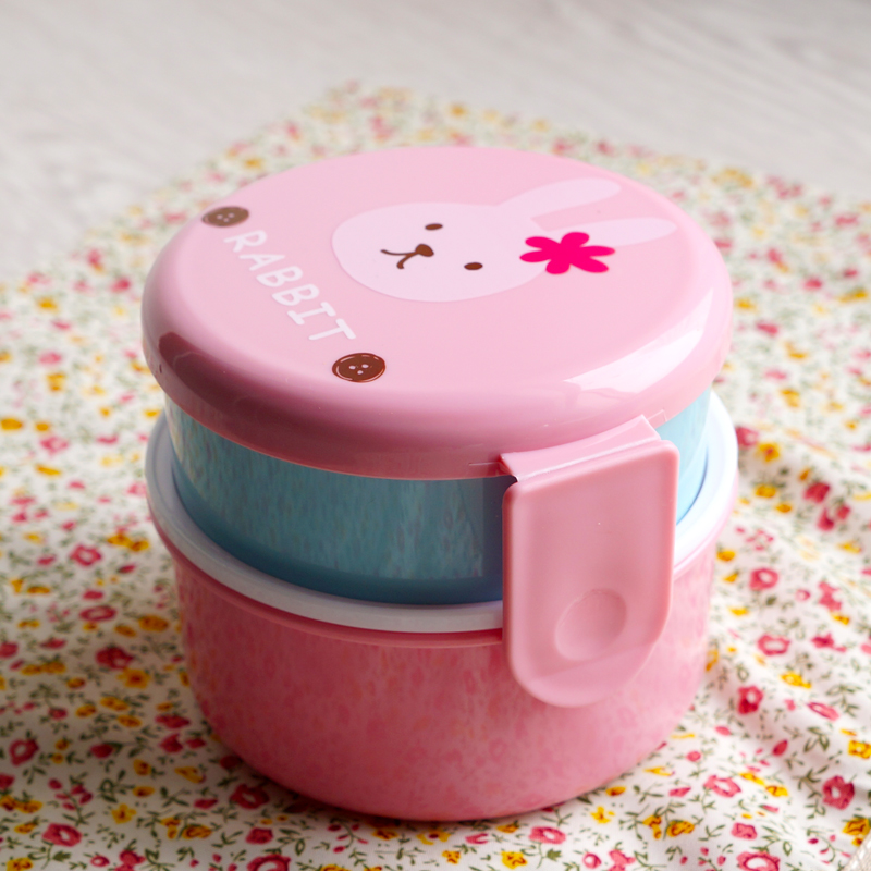 Cute Animal Bento Box For Kids DoubleLayer Microwave Safe Mini Lunch Box 2
