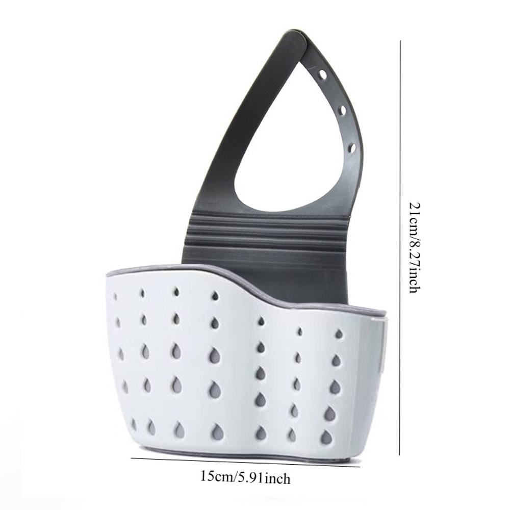 Adjustable Kitchen Sink Organizer Rack Soap, Sponge & Drain Basket Holder for Faucets