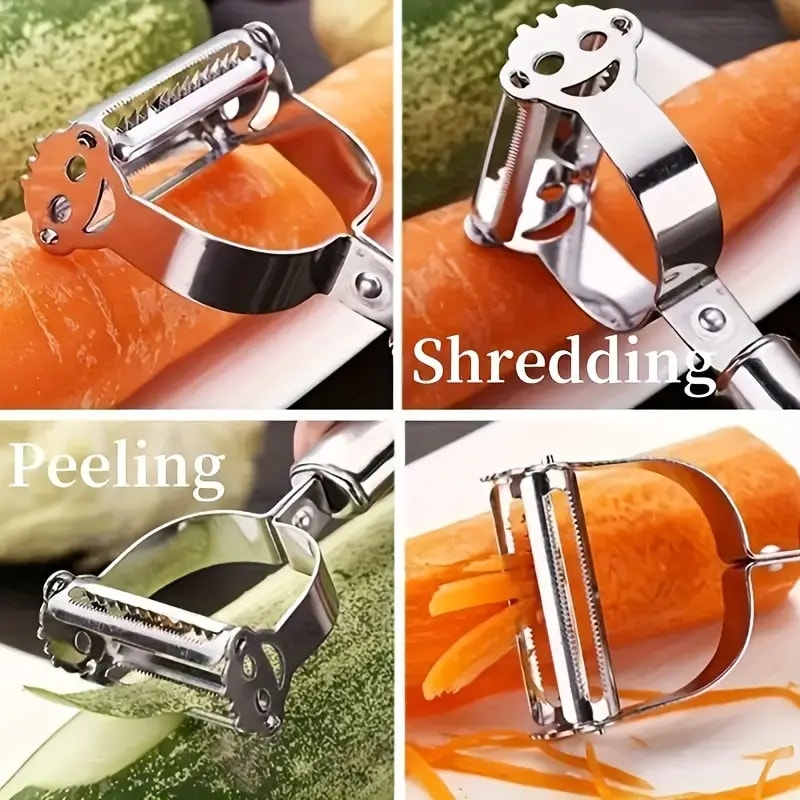 Stainless Steel DoubleHead Vegetable Peeler MultiFunction Fruit And Vegetable Kitchen Tool For Easy 3