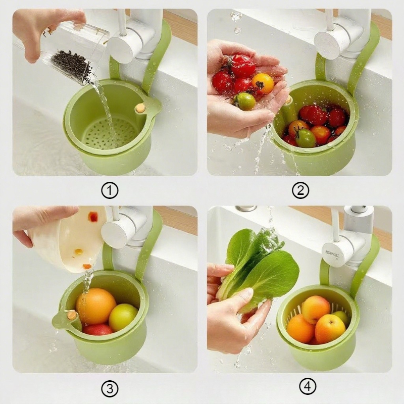 Hanging Sink Drain Basket For Fruit Cleaning Food Residue Filter 3