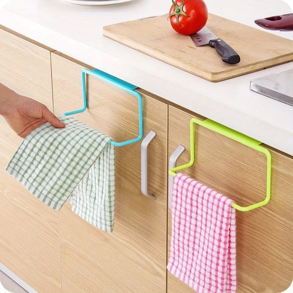 Multifunctional Plastic Hanging Towel Rack Kitchen Organizer For Cabinets Doors 2