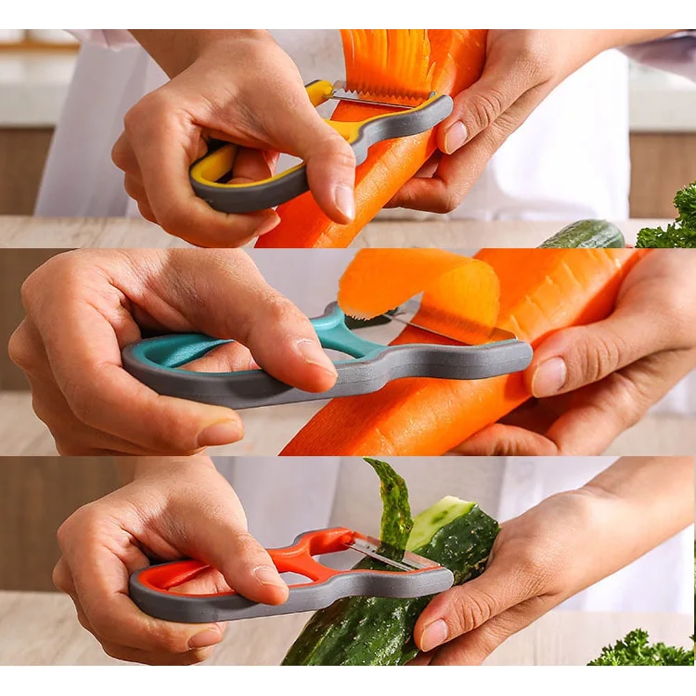 Stainless Steel Peeler Set NonSlip Handle Manual Kitchen Slicing Tool Random Color 1