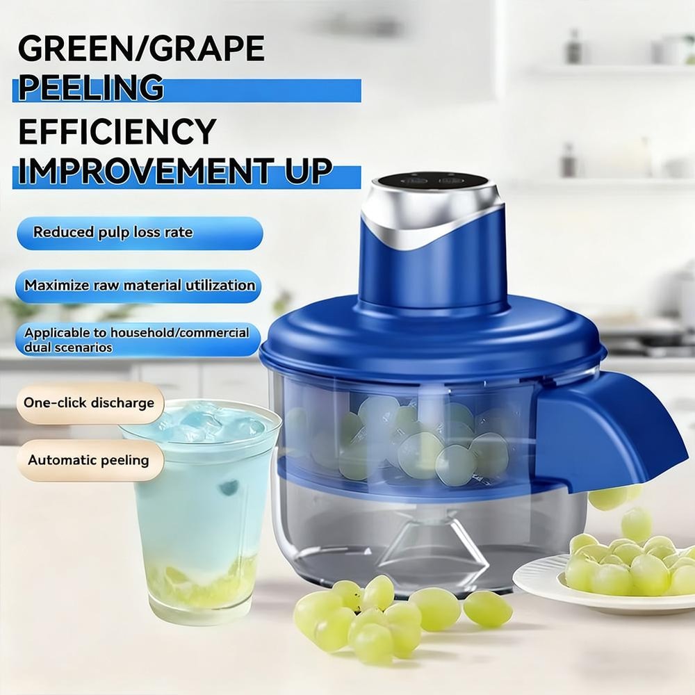 Automatic Fruit & Garlic Peeler Machine Electric Grape Peeler with Precision Stainless Steel Blade.