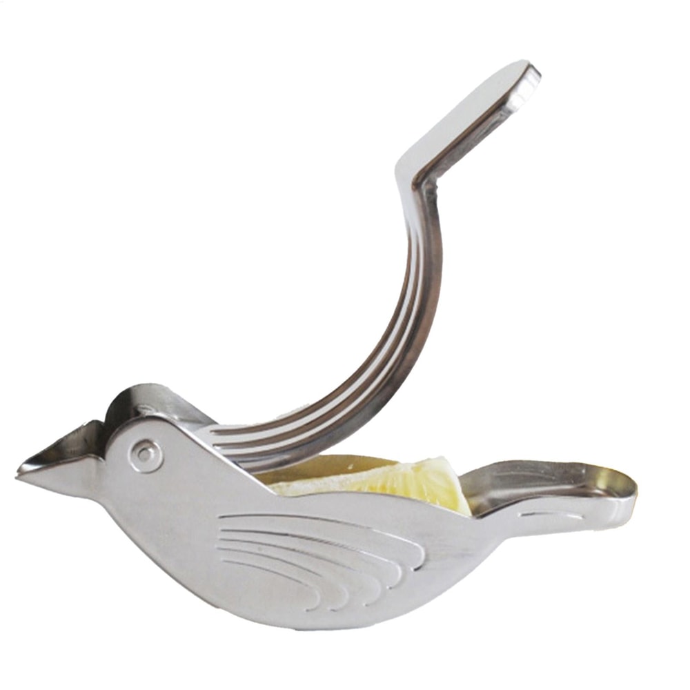 Silver Bird Shape Lemon Juicer Stainless Steel Manual Citrus Squeezer for Limes and Lemons, Portable Kitchen Tool