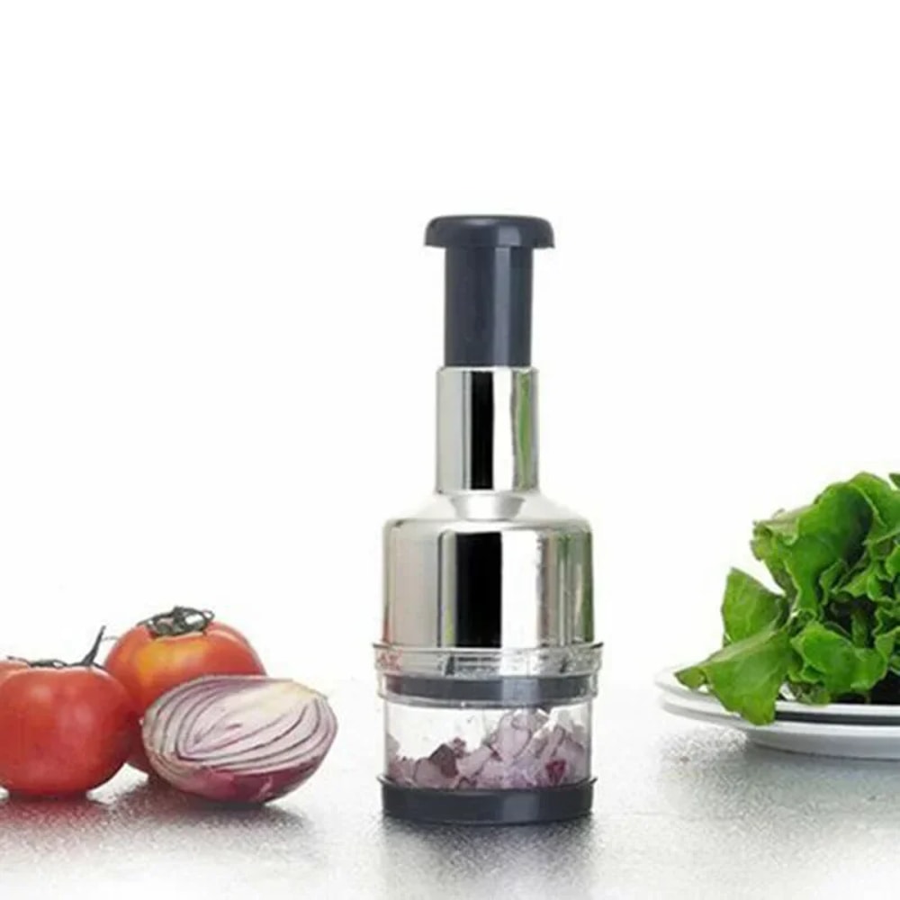 Manual Stainless Steel Garlic Press & Vegetable Chopper Easy Vegetable & Onion Cutter for Kitchen