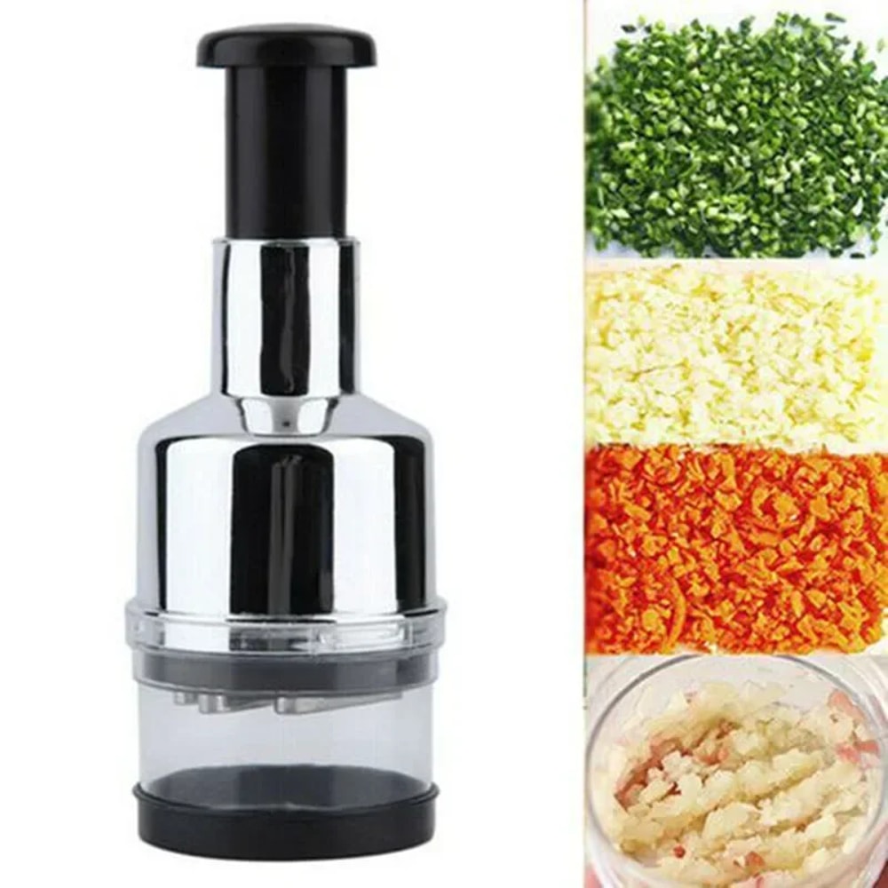 Manual Stainless Steel Garlic Press & Vegetable Chopper Easy Vegetable & Onion Cutter for Kitchen