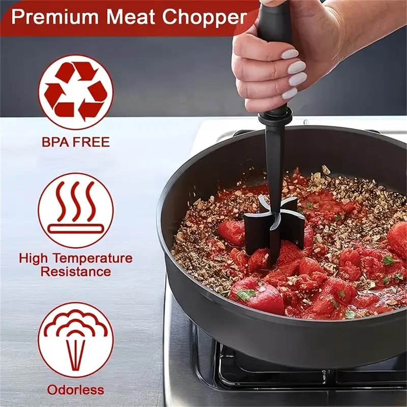 Meat Chopper & Shredder Heat-Resistant Ground Beef Smasher for Burger Preparation