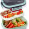 Leakproof Double Layer Lunch Box with Handle, Snack Box and Cutlery Set BPA Free, Microwave/Dishwasher Safe