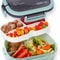 Leakproof Double Layer Lunch Box with Handle, Snack Box and Cutlery Set BPA Free, Microwave/Dishwasher Safe