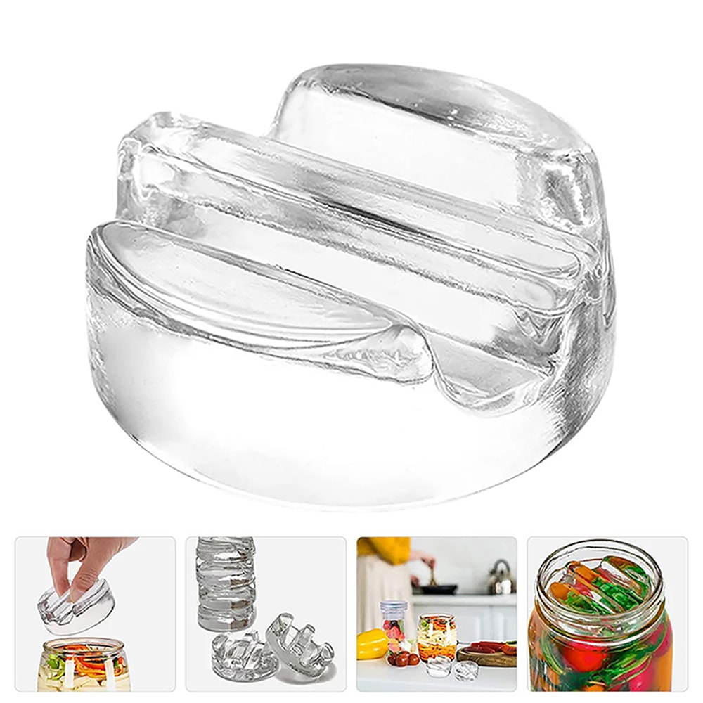 Heavy Glass Fermenting Lid with Easy Grip Handle Perfect for Pickling & Kimchi Fermentation