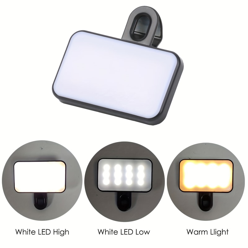 Portable Mini Selfie Light Rechargeable Modes Adjustable Brightness Clip On For Mobile Phone Compu 3