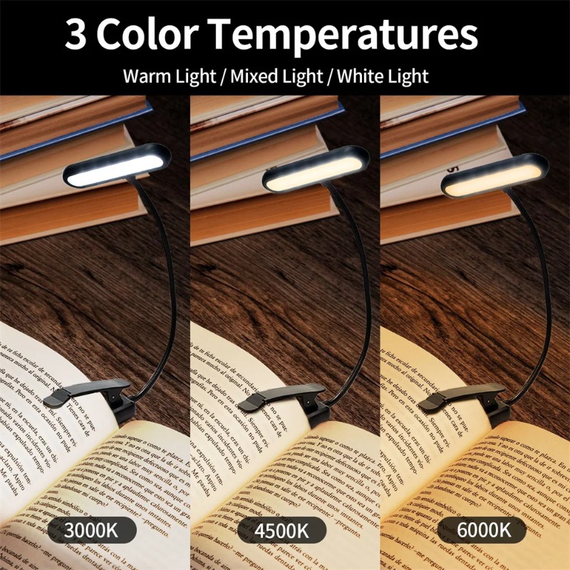 LED Book Light EyeCaring USB Rechargeable Flexible Clipon Lamp For Night Reading 3
