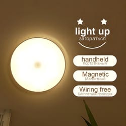 led smart body sensor night light usb charging, wireless, magnetic suction cabinet light for home & emergency use