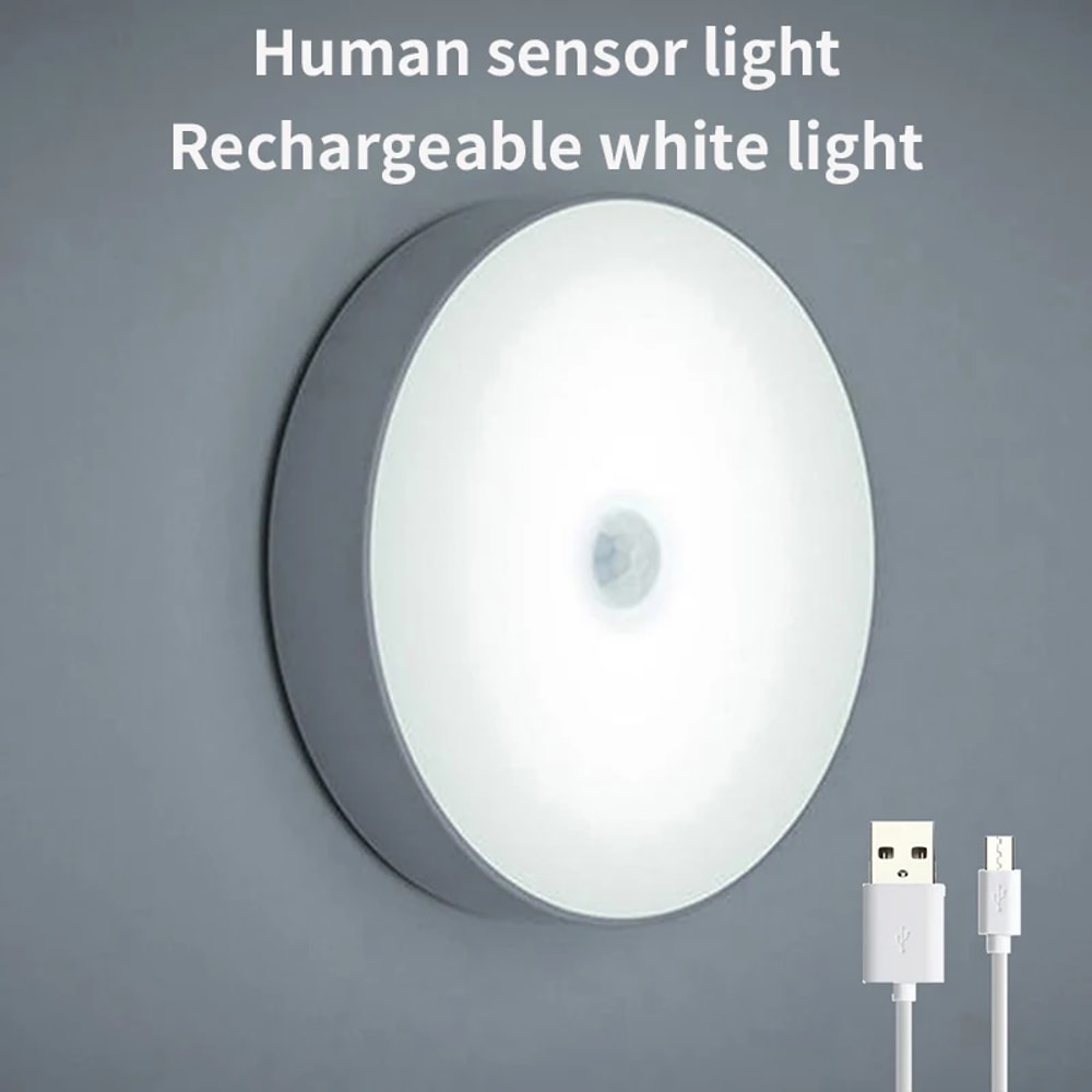 LED Smart Body Sensor Night Light USB Charging, Wireless, Magnetic Suction Cabinet Light for Home & Emergency Use