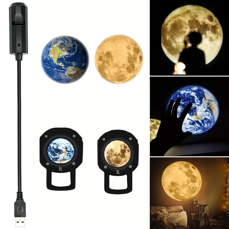 USB Ceiling Moon Earth Projection Light Starry Sky Lamp For Romantic Bedroom Galaxy Projector Night 2