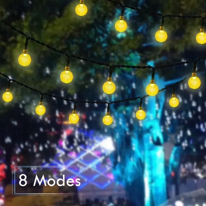Solar LED Crystal Ball String Lights for Outdoor Garden, Waterproof Fairy Lamps for Lawn & Tree Decoration
