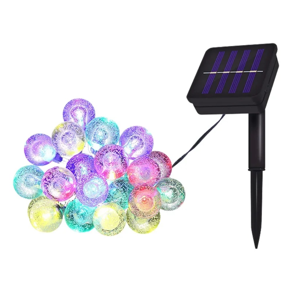 Solar LED Crystal Ball String Lights for Outdoor Garden, Waterproof Fairy Lamps for Lawn & Tree Decoration
