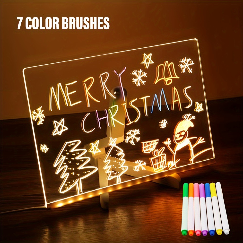 LED Light Up Acrylic Message Board Erasable USB Drawing Board For Kids Ideal Birthday Gift Or Bar A 3