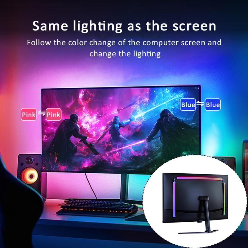 LED Strip Lights For Gaming PC USB Sync Backlight For Monitors 2