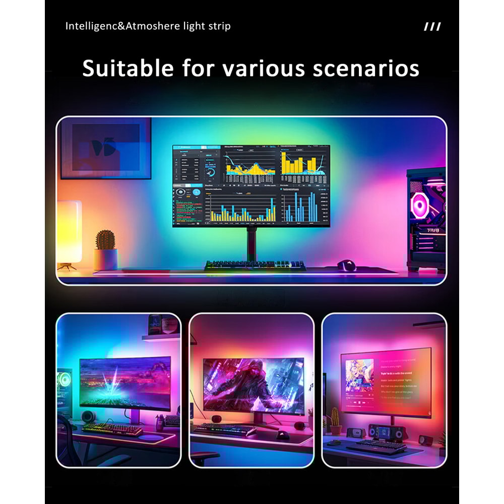LED Strip Lights For Gaming PC USB Sync Backlight For Monitors 4